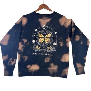 Full Tilt Black and Tan Black and Tan Tie Dye with Butterfly Graphic Hoodie